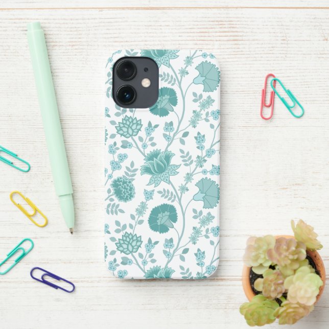 Funda Para iPhone Jacobean Floral Big Pattern en blanco (En el escritorio)