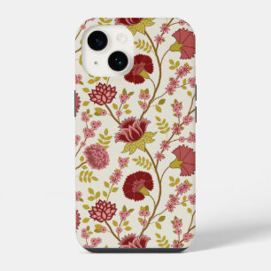 Funda Para iPhone 14 Jacobo Floral Big Pattern Reds Rosa Crema de oro