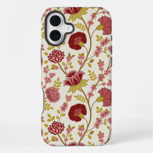 Funda Para iPhone 16 Plus Jacobo Floral Big Pattern Reds Rosa Crema de oro