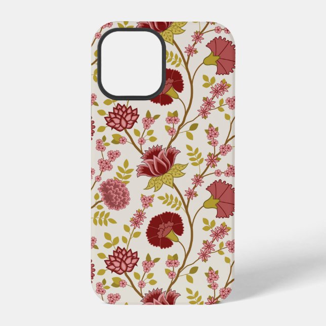 Funda Para iPhone Jacobo Floral Big Pattern Reds Rosa Crema de oro (Reverso )