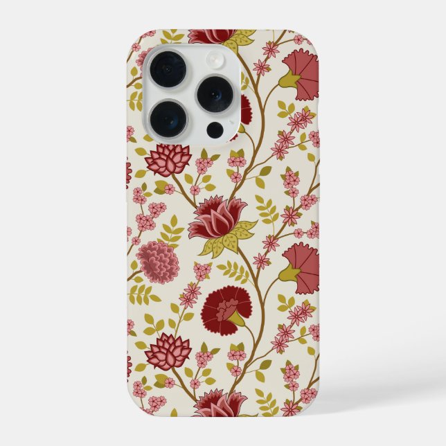 Funda Para iPhone Jacobo Floral Big Pattern Reds Rosa Crema de oro (Reverso )