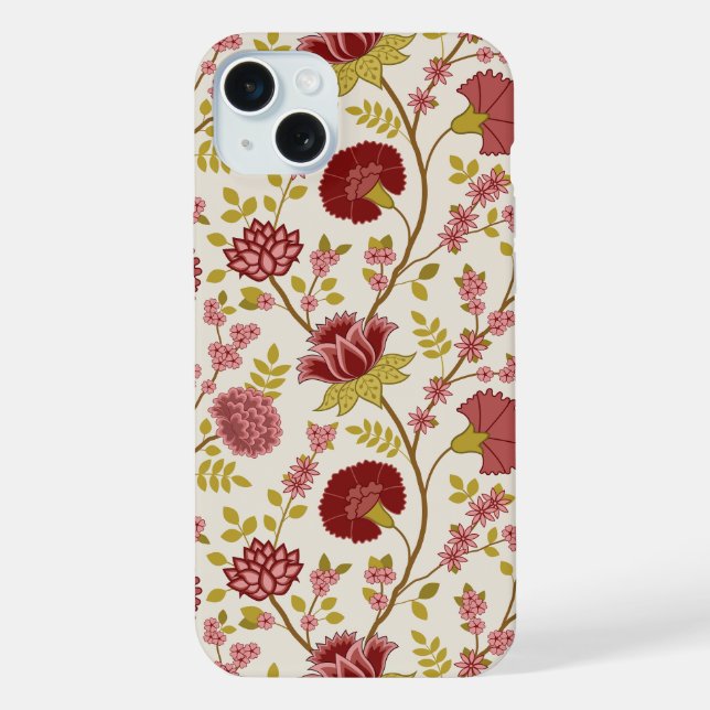 Funda Para iPhone Jacobo Floral Big Pattern Reds Rosa Crema de oro (Reverso )