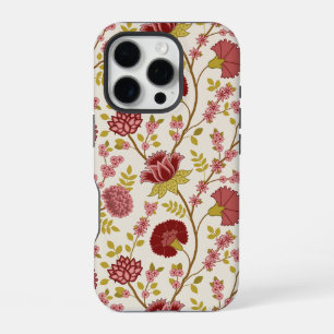 Funda Para iPhone 16 Pro Jacobo Floral Big Pattern Reds Rosa Crema de oro