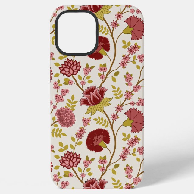 Funda Para iPhone Jacobo Floral Big Pattern Reds Rosa Crema de oro (Reverso )