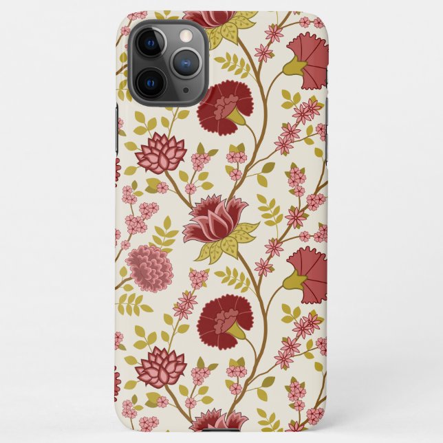 Funda Para iPhone Jacobo Floral Big Pattern Reds Rosa Crema de oro (Reverso)
