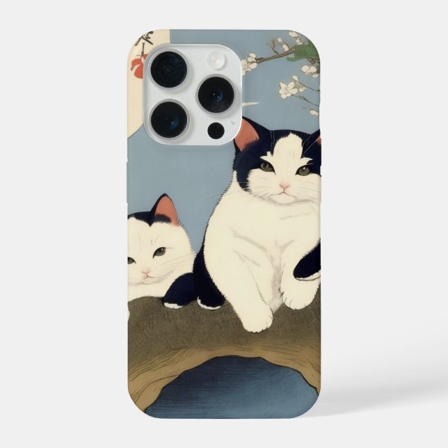 Funda Para iPhone Japanese Cats Blossom Tree iPhone Case (Reverso )