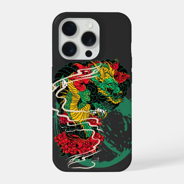 Funda Para iPhone Japanese Dragon Peony Traditional Tattoo Art (Reverso )