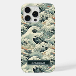 Japanese Wave Pattern Monogrammed