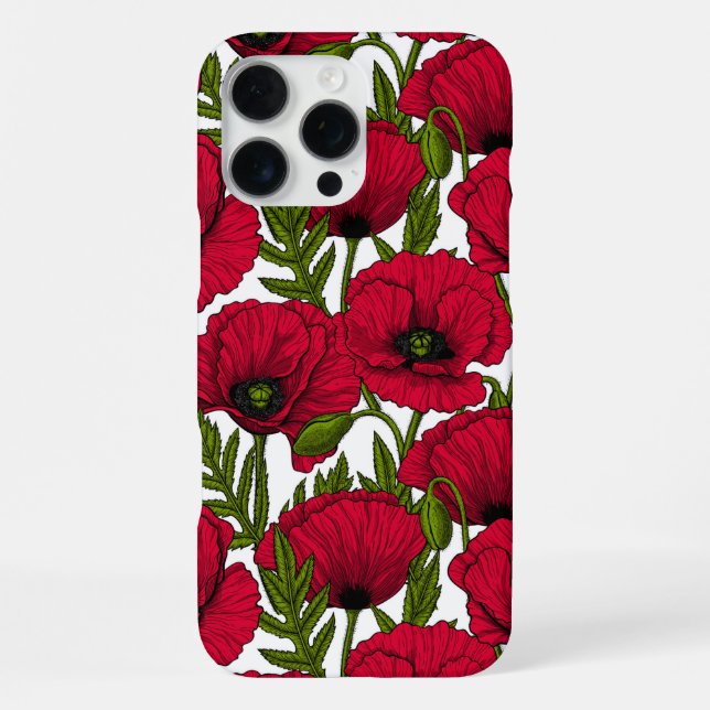 Funda Para iPhone jardín de amapolas rojas 2 (Reverso )