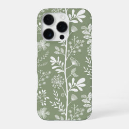 Funda Para iPhone 16 Pro Jardín de Flores Elegantes Reverie Verde Salvia Bo