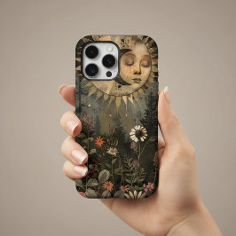 Funda Para iPhone 16 Pro Max Jardín de flores silvestres Luna Sol Celestial Boh