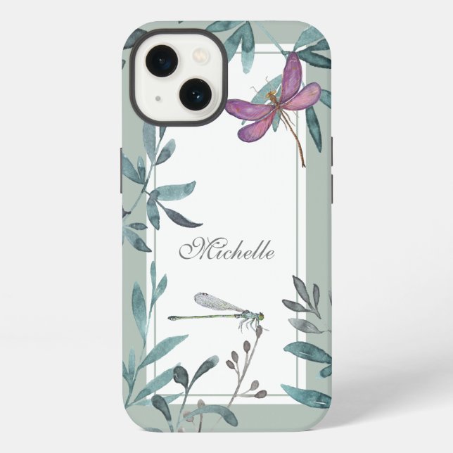 Funda Para iPhone Jardín de libélulas personalizado y hermoso (Reverso )