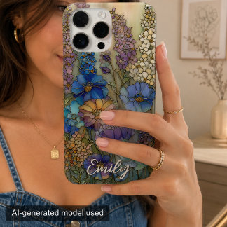 Funda Para iPhone 16 Pro Max Jardín Floral de Vidrio Emplomado Vintage Personal