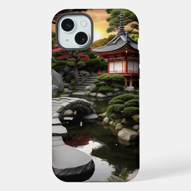 Funda Para iPhone Jardín japonés de la serie Sunset (Reverso )