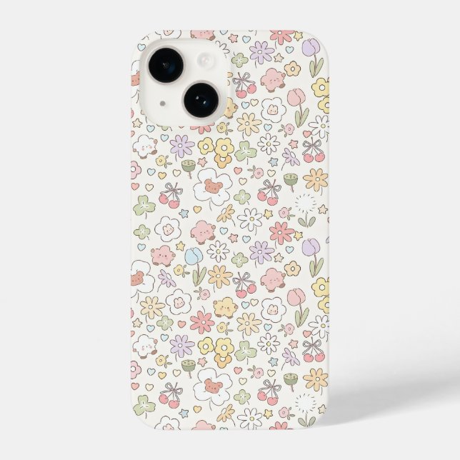 Funda Para iPhone Jardín Pastel caprichoso: Un patrón de floral (Reverso )