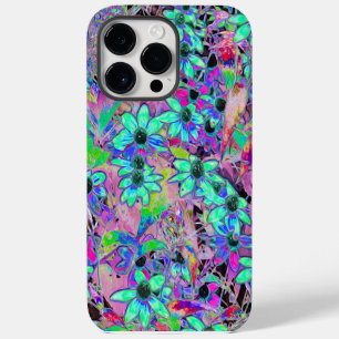 Funda Para iPhone 14 Pro Max Jardín Púrpura con Flores Psicodélicas Aguamarina