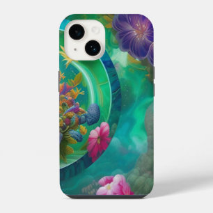 Funda Para iPhone 14 Jardín submarino abstracto floral acuático