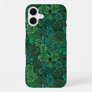 Funda Para iPhone 16 Plus Jardín suculento en verde