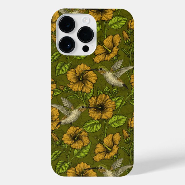 Funda Para iPhone Jardín tropical nocturno amarillo y verde (Reverso)