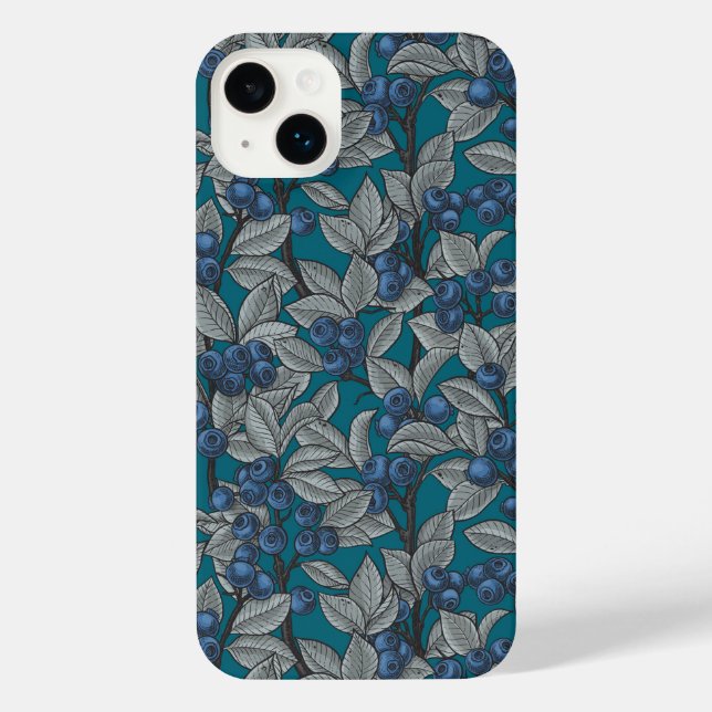 Funda Para iPhone Jardines de arándano azul y gris (Reverso )