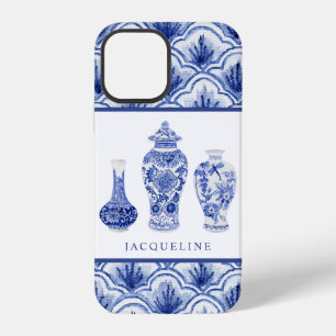 Funda Para iPhone 12 Jarras de jengibre azules blancas con patrón de Ch