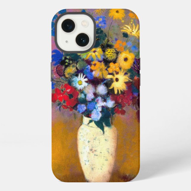 Funda Para iPhone Jarrón blanco con flores Odilon Redon (Reverso )