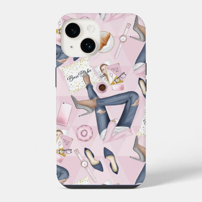 Funda Para iPhone Jefa de chica dibujada a mano (Reverso )