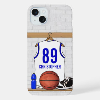 Jersey de baloncesto blanco y azul personalizado