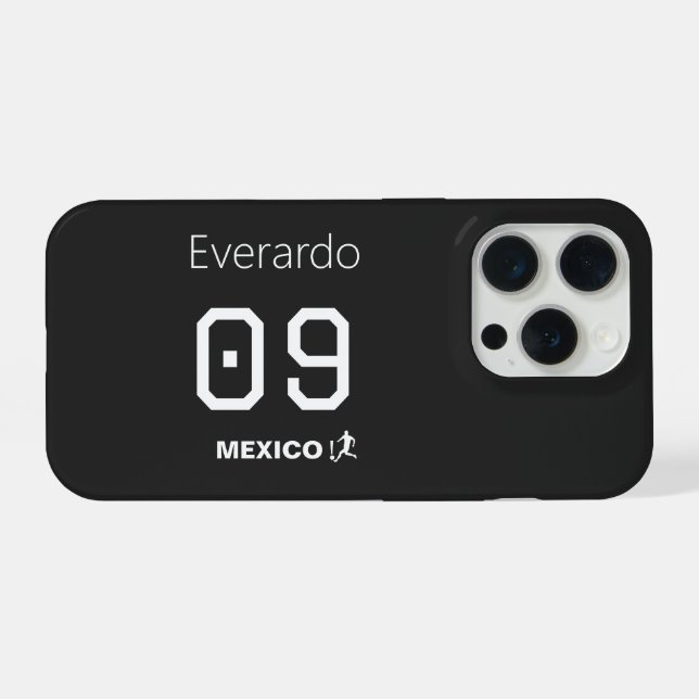 Funda Para iPhone Jersey negro personalizado de fútbol de México (Reverso Horizontal)