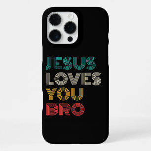 Funda Para iPhone 16 Pro Max Jesús te ama hermano, divertida fe cristiana retro