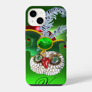 FUNDA PARA iPhone 14 JEWEL OWL, GORRA ELF, CARACTERES DE SHAMROCK Y DIA