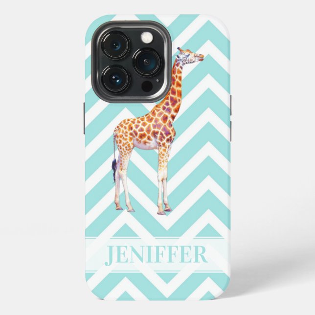 Funda Para iPhone Jirafa en chevron zigzag. (Reverso )