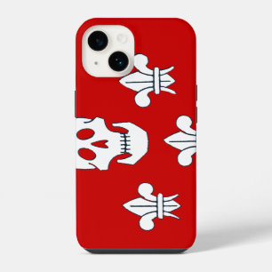 Funda Para iPhone 14 JOLLY ROGER CRÁNEO Y BANDERA DE TRES LILIAS Rojo B