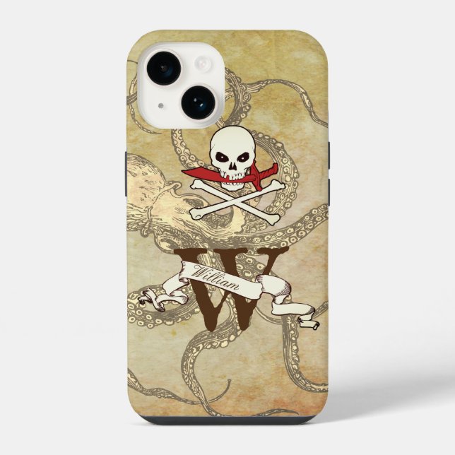 Funda Para iPhone Jolly Roger Monogram Inicial (Reverso )