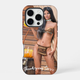 Funda Para iPhone 16 Pro Joven nativo americano posando en pared de madera