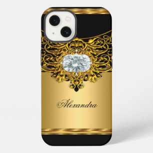 Joya adornada del diamante del negro real del oro