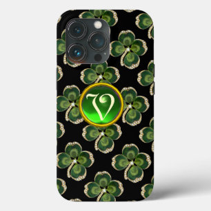 Funda Para iPhone 13 Pro Joya de San Patricio de oro con trébol y perlas
