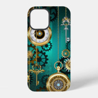 Joyería Steampunk Reloj en un Fondo Verde