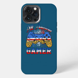 Funda Para iPhone 13 Pro Max Jugador totalmente americano de Leopard 4 de julio