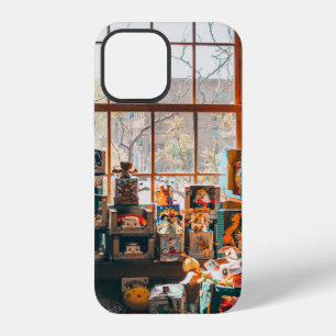 FUNDA PARA iPhone 12 JUGUETES DE PELUCHE SORTEADOS EN ESTANTE DE MADERA