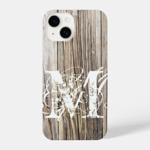 Funda Para iPhone 14 Juntas rusas de madera con monograma Shabby Chic