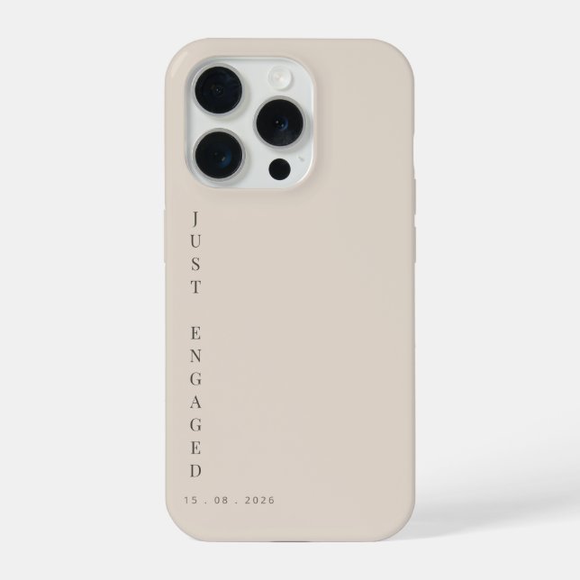 Funda Para iPhone Just Engaged Minimalist Typography Soft Latte (Reverso )