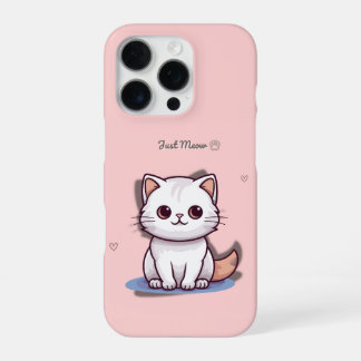 Funda Para iPhone 16 Pro Just Meow Cute White Kitten Phone Case | Pink 