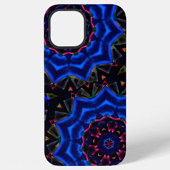 Funda Para iPhone Kaleidoscopio con círculo, salmón a gradiente azul (Reverso )