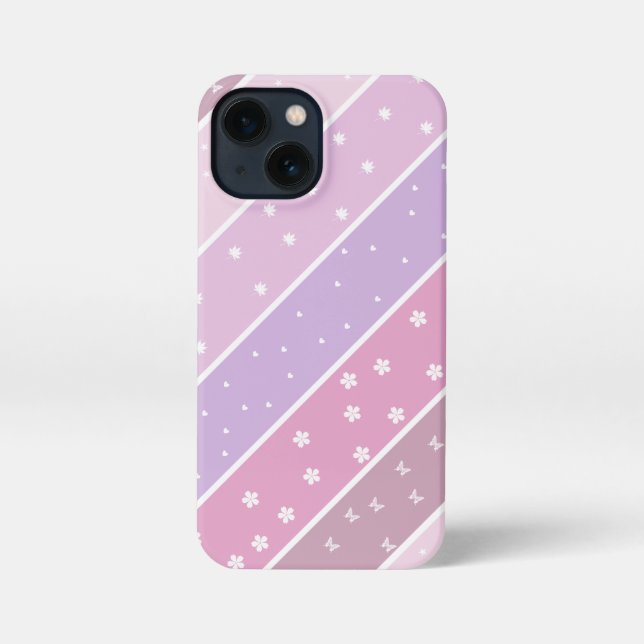 Funda Para iPhone Kawaii Pastel Stripes (Reverso )