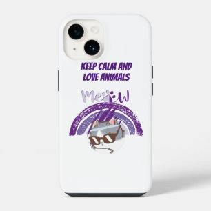 Funda Para iPhone 14 keep calm and love animals phrase