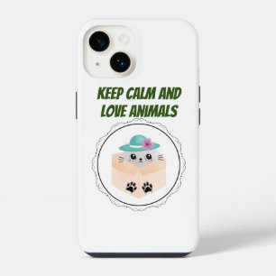 Funda Para iPhone 14 keep calm and love animals phrase