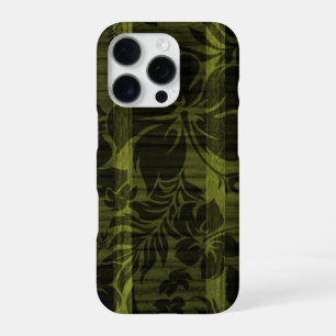 Funda Para iPhone 16 Pro Keokea Beach Faux Wood Surfboard in Green