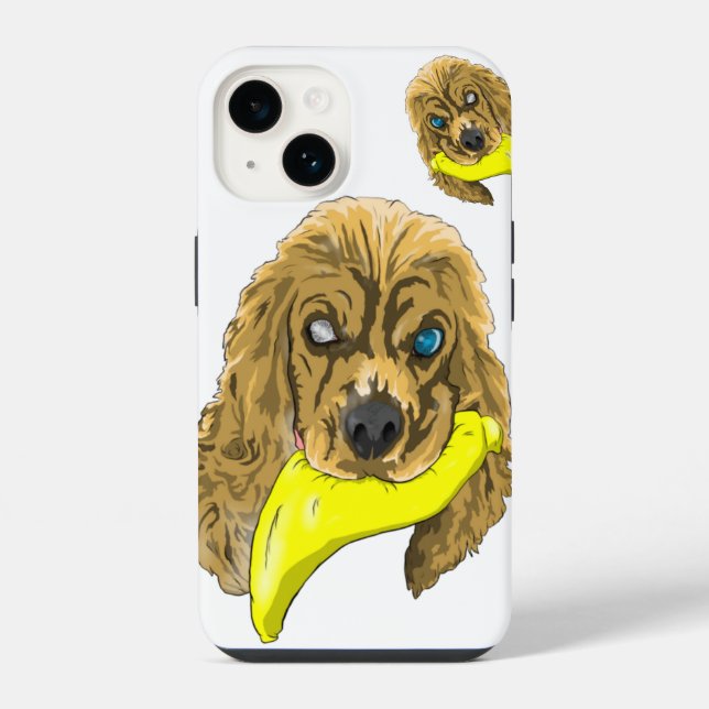 Funda Para iPhone Keys & Banana, el espátula de cocker en miniatura (Reverso )