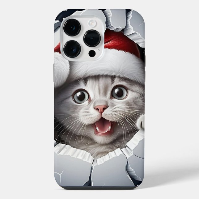 Funda Para iPhone Kitten de Navidad 3D  (Reverso )